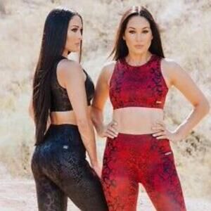 BIRDIEBEE Viper High Rise Active Leggings in Red Snakekskin // XS
